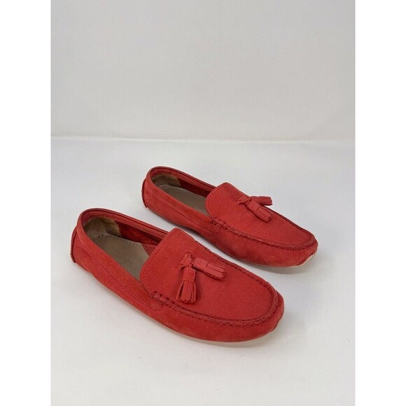 Cole Haan Mens Loafer Red Leather Driver Slip On Tasseled Penny Driving US 7 B - Picture 3 of 10